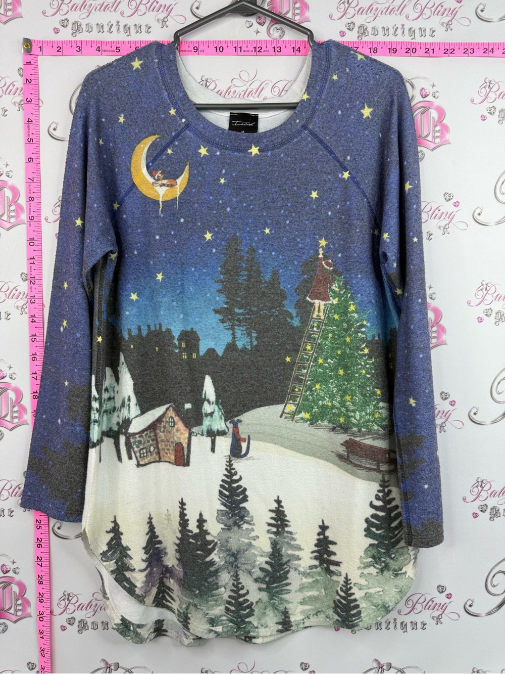 Inoah shirt Whimsical Holiday Night Forest Tunic - Starry Sky & Christmas Tree